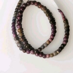Genuine Multi Colored Sapphire Beaded Princess Necklace In Sterling Silver 140ct